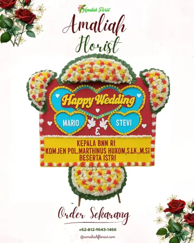 Karangan Papan Bunga Pernikahan di Sukomulyo